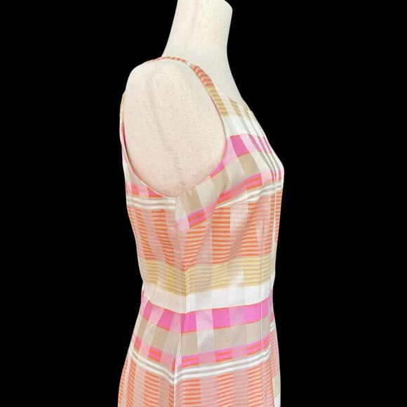 VTG Dawn Joy Dress Womens 9/10 Pastel Sleeveless Striped Plaid Mini Made USA - Picture 2 of 14